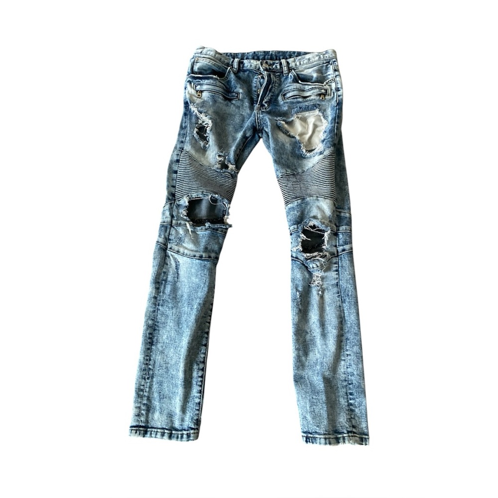 Dope Men’s‎ Distressed Jeans 32x 31 Motorcycle Punk Blue Washout Grunge Pants